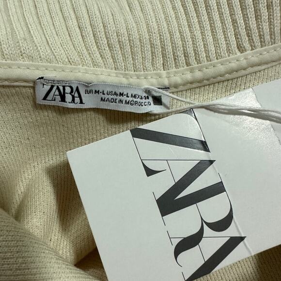 Zara Off White Cream Sleeveless Half‎ Zip Open Side Jacket Top Size M/L - Picture 5 of 8